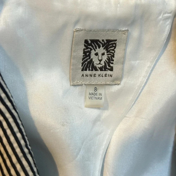 Anne Klein seer sucker black/white blazer size 8 - Picture 3 of 11